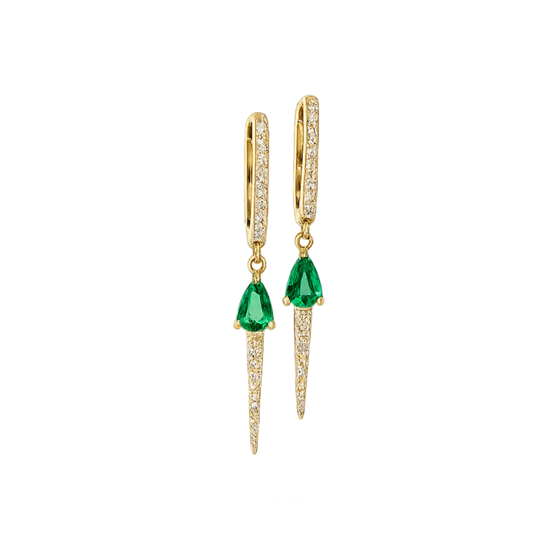 Danielle Diamond & Emerald Dagger Earrings
