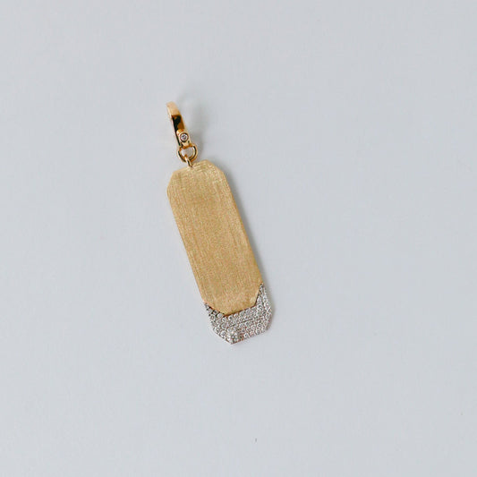 Theo Brushed Gold Tag Pendant