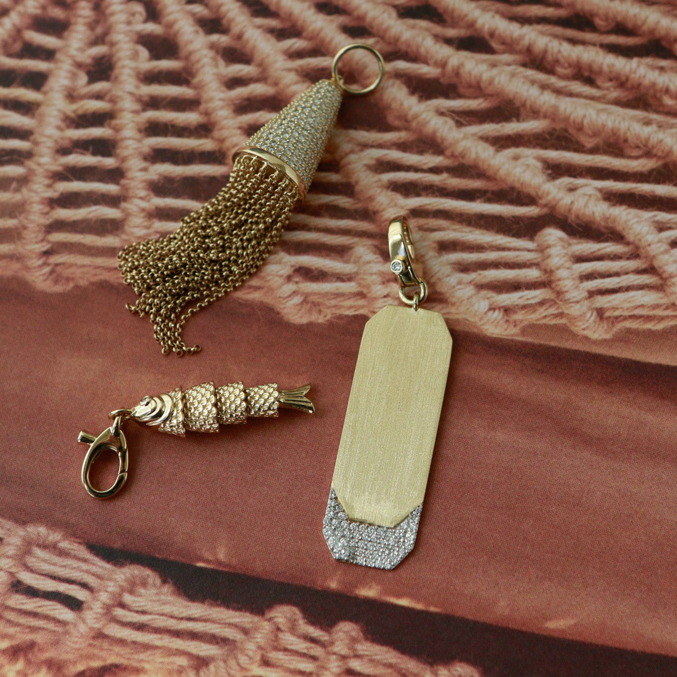 Theo Brushed Gold Tag Pendant