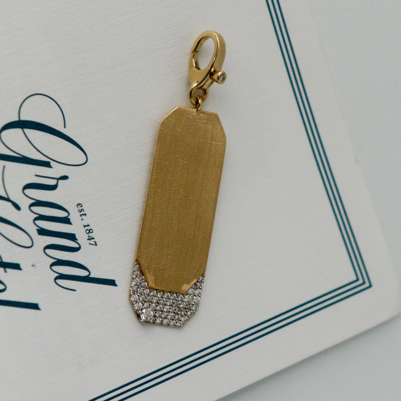 Theo Brushed Gold Tag Pendant
