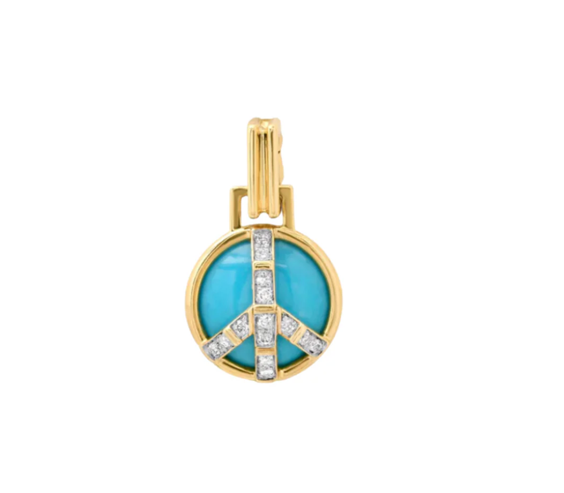 Mini Peace Pendant in Turquoise and Diamond