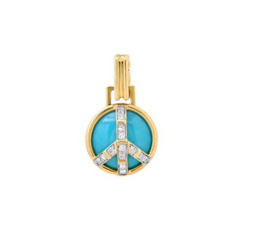 Mini Peace Pendant in Turquoise and Diamond