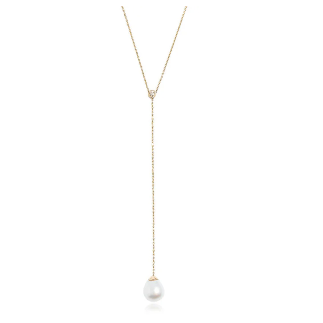 Iris Pearl Drop Lariat