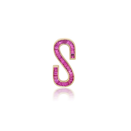 pink sapphire baguette initial slide charm