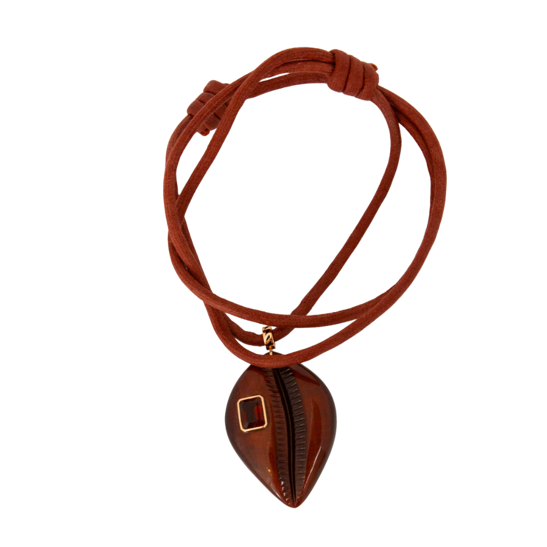 Grande Red Tiger's Eye Cowry Necklace