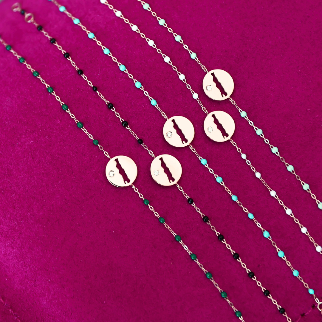 Le Rive 30A Single Diamond Petite Coin Bracelet in Turquoise