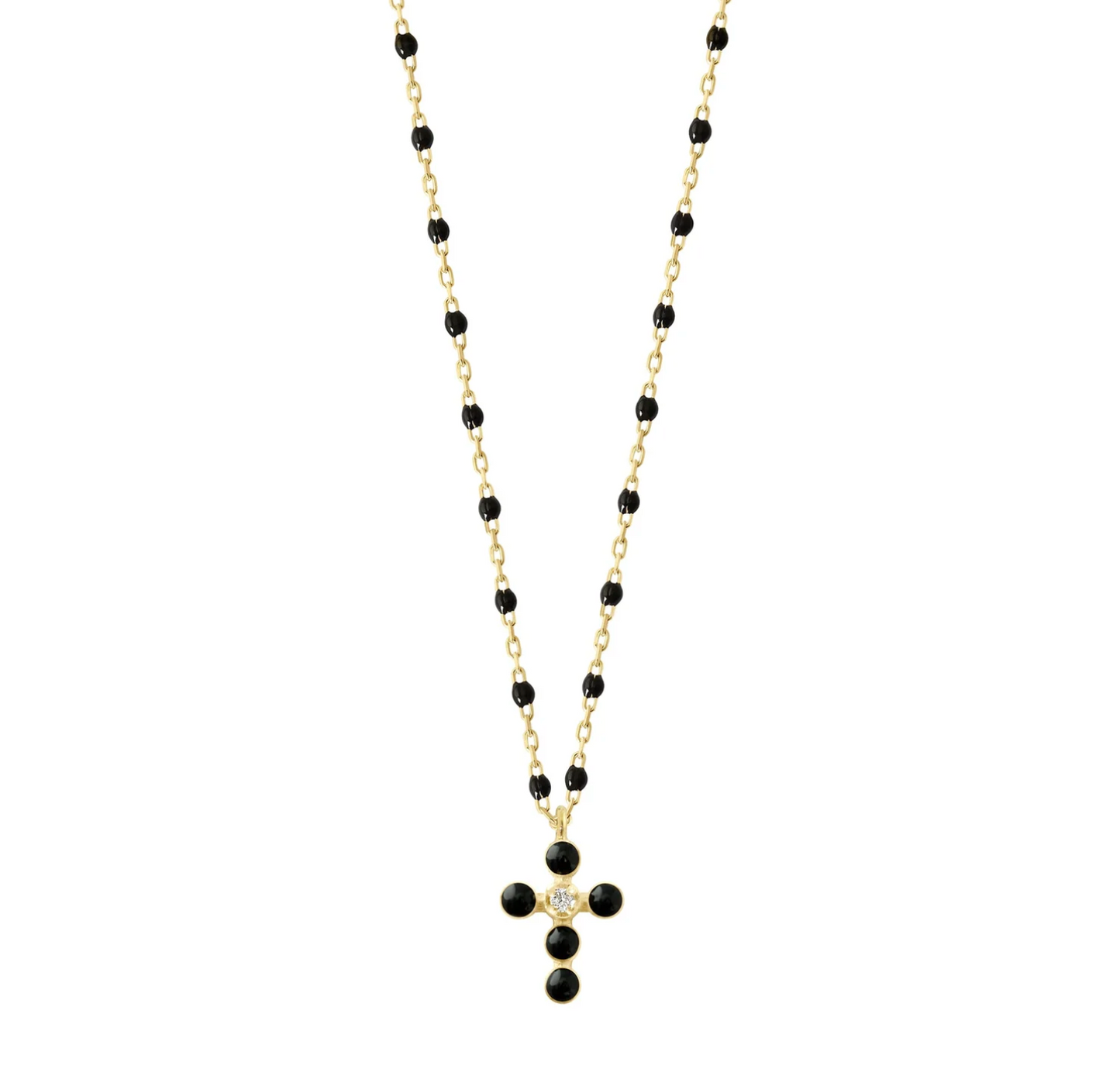 Color Pop Cross Necklace - Jet Black